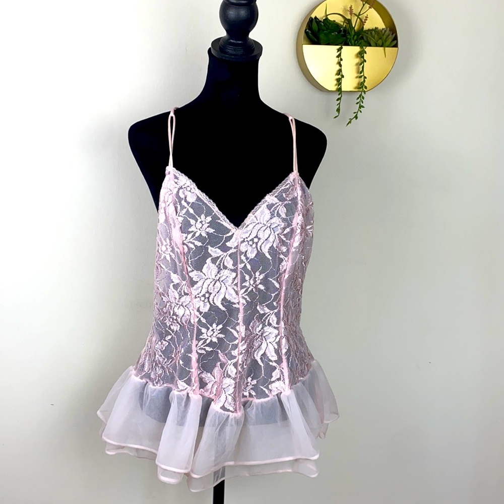 BETH MICHAELS SOFT PINK MESH BABY DOLL SIZE L 🌸